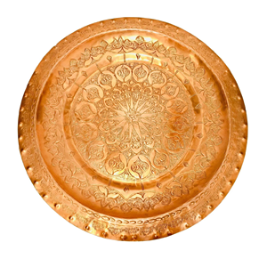 Plato de Carga de Cobre Puro Ecológico con Borde Martillado para Decoración de Mesa de Boda Clásica, Vajilla, Artesanía Saniya - Product Image 6
