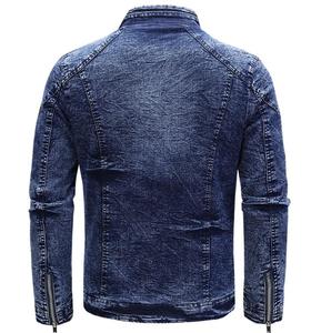 Vestes en jean pour hommes Vêtements d'extérieur décontractés Veste d'automne Manteau en jean à fermeture éclair Veste coupe ajustée pour homme - Product Image 4