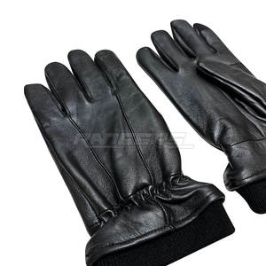 Gants de conduite noirs d'hiver avec poignets côtelés pour hommes, chauds, durables, compatibles avec les écrans tactiles, en cuir, équipement de plein air, gants de conduite en cuir OEM en gros - Product Image 3