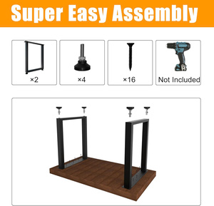 Pieds de table en fer noir de 28 "H x 17.7" W Cadre en métal robuste (prend en charge 1000lb) pour bureau et table basse de bricolage - Product Image 4