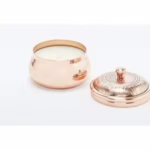 เชิงเทียนทองแดงทรงโต๊ะสุดหรูโถเทียนโลหะพร้อมฝาปิดโถเทียนคุณภาพดีสำหรับตกแต่งบ้าน - Product Image 1