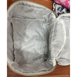 Best Quality <b>Vanity</b> Cosmetic Bag for Women With Luxury Quilted Cotton Print Durable Zipper for Everyday Use Modern Elegance - Product Image 4