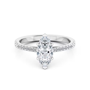 Anillo de compromiso con diamantes cultivados en laboratorio en capas, banda de diamantes marquise, F-VS2, para ocasiones especiales, uso en fiestas, engaste de puntas de oro macizo de 14K - Product Image 1