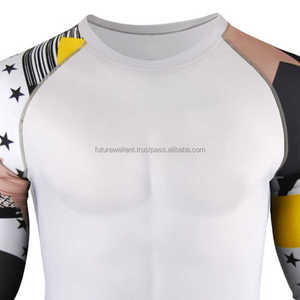 Alta calidad Cómodo y transpirable Color sólido Hombres Rash Guard Mejor fabricación Precio barato Tamaño para hombres Rash Guards - Product Image 5