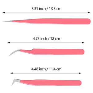 Kit de pinces à cils enduites de papier rose embouts personnalisés ensemble de pinces à cils 3 pièces Kit de pinces à cils en acier inoxydable pour la beauté - Product Image 4