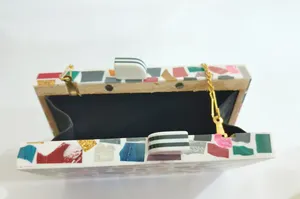 Pochette de soirée en résine acrylique délicate faite à la main chaîne en métal détachable sac à bandoulière sac à main ethnique fête porter tasse Art nautique - Product Image 5