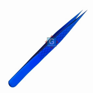 แหนบต่อขนตาแบบมืออาชีพ รุ่น GE-5555-90 สีเทา ผลิตด้วยมือ ปลายสีน้ำเงินพลาสมา จับถนัดมือ ผลิตจากสแตนเลส นุ่มเป็นธรรมชาติ - Product Image 5