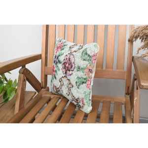 Patchwork de laine multicolore 12x12 pouces Oreiller tissé Vintage Granny Square Kantha - Product Image 3