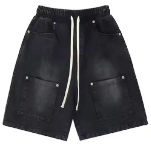 Logotipo bordado personalizado de alta calidad 100% algodón Casual hombres deportes corto Vintage francés Terry algodón lavado ácido pantalones cortos Unisex - Product Image 2