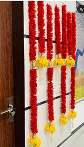 Guirnalda de tela roja Jasmine Gajra, colgante de puerta de 4 pies para bodas indias, decoraciones de Navidad y Año Nuevo - Product Image 6