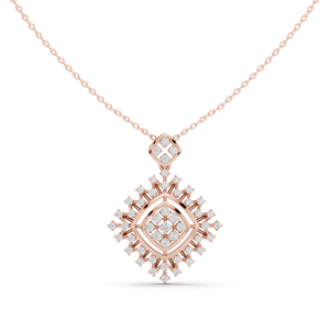 Pendentif chic en or rose 10 carats plaqué diamant rond de laboratoire, bijoux ethniques de luxe pour demoiselles d'honneur et célébrations de mariage - Product Image 1