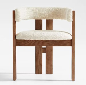 เก้าอี้ทานอาหารไม้สักอินโดนีเซียสไตล์โมเดิร์น พร้อมเบาะนั่งและพนักพิงหุ้มผ้าแบบร่วมสมัย สำหรับใช้ในบ้านหรือเฟอร์นิเจอร์ร้านค้าปลีก - Product Image 6