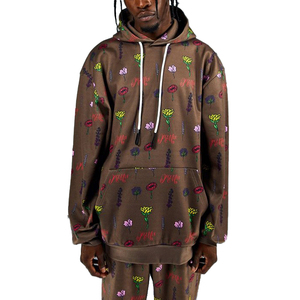 Conjunto de chándal con capucha transpirable personalizado para hombre estampado transpirable de talla grande para la temporada de invierno logotipo frontal cierre con cordón - Product Image 5