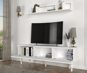 Unité de télévision exclusive de luxe, moderne, en bois blanc, panneau écarlate en aggloméré, meilleure vente pour la maison de la ferme, le bureau et la vie - Product Image 2