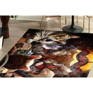 Modern <b>Cat</b> Lovers Printed Rug: Thin Kitchen Bridesmaid Custom <b>Gift</b>,Chenille Rug - Product Image 3