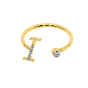 Anillo inicial de diamante de oro personalizado de 14K/18K, anillo personalizado con nombre de letra I, anillo inicial delicado, regalo para ella - Product Image 2
