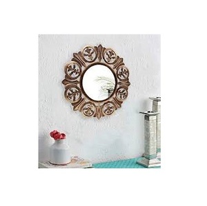 Miroir mural classique pour la maison hôtel salle de bain miroir mural couleur marron rustique forme ronde moderne meilleure chambre miroir mural - Product Image 1