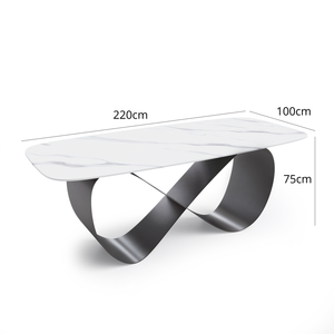 Mesa de Centro Moderna para Sala de Estar con Cubierta de Mármol y Estructura de Acero Inoxidable - Product Image 6