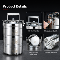 OEM 304 Edelstahl Isolierte Lunchbox Mehrschichtige Stapelbare Bento-Box Auslaufsicherer Lebensmittelbehälter