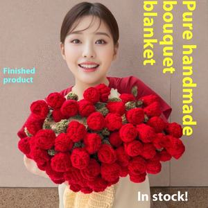 2025 Hot Style Handmade Red Rose Crochet Flower <b>Bouquet</b> Blanket New Design for Home Decoration and Holiday Gifts - Product Image 2