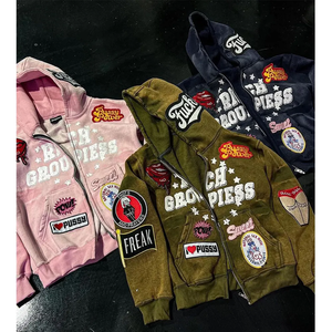 เสื้อฮู้ดแขนยาวสำหรับผู้ชายเสื้อสเวตเชิ้ตมีฮู้ดสไตล์สตรีทโอเวอร์ไซส์ผ้าคอตตอนขนาดใหญ่โลโก้ออกแบบได้ตามต้องการ - Product Image 1