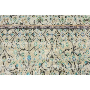 Classic Beige Blue Wool <b>Rug</b> 2.6x8.8ft Handmade Turkish Patchwork Design Rectangular Hallway Pattern for Living <b>Bedroom</b> Latex - Product Image 5