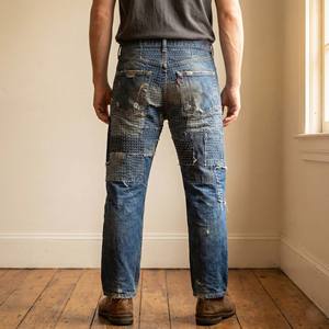 Pantalon de jogging pour homme, style hip-hop rétro, streetwear, déchiré, coupe ample, 100% coton, imperméable, respirant, avec broderie patchwork - Product Image 2