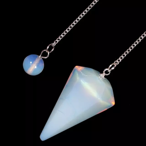 Pendule en cristal d'opalite Pierre précieuse en cristal naturel de meilleure qualité Cône à facettes de guérison Pendules en pierre précieuse d'opalite pour la radiesthésie - Product Image 6
