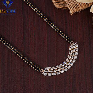 2.542 TDW Diamant rond et taille marquise Mangalsutra en or jaune par Labstone/Mangalsutra féminin/Couleur EF-VS - Product Image 5