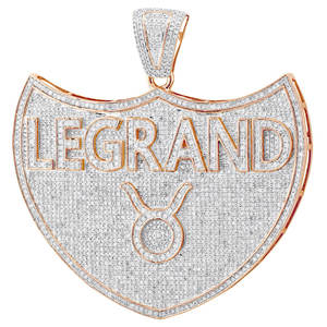 Colgante de Plata de Ley con Moissanita Blanca/Amarilla de Corte Brillante Natural Personalizado, Amuleto de Fiesta del Zodíaco Tauro Legrand para Hombre - Product Image 3