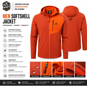 Veste softshell légère, respirante, écologique, à séchage rapide, décontractée, avec fermeture éclair, entièrement personnalisable, design hiver. - Product Image 5