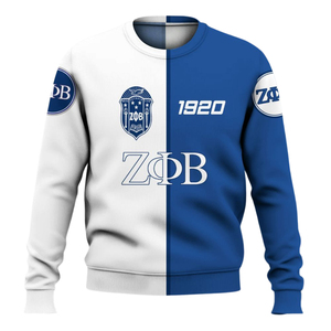 Sweat-shirt à col rond bleu grec Zeta Phi Beta 1920 pour femmes, vêtements brodés de la sororité, service personnalisé - Product Image 1