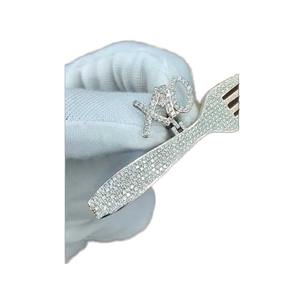 Men's White <b>Gold</b> Iced Out Bling Pendant <b>Necklace</b> Hip Hop Fashion Jewelry with Moissanite & Diamond Fine Pendants & Charms - Product Image 2