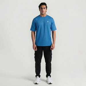 T-shirt de compétition RP 100 % polyester bleu impérial, design uni, respirant, compressé, 200 grammes, en coton/fibre de bambou tricoté - Product Image 4