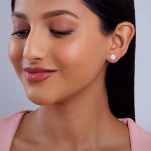 Pendientes de aro de diamante Brillante De plata 14K/18K chapado en oro rosa piedra principal forma de bola estilo de moda para compromiso - Product Image 3