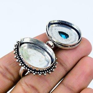 Anillo Geométrico de Platino para Hombre con Topacio Azul Londres y Engaste Vermeil para Uso Diario - Product Image 2