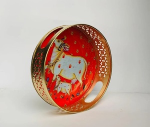 Bandeja de servicio esmaltada de alta calidad, bandeja Pichwai con estampado de vaca tradicional para decoración del hogar, Diwali, boda, impresión personalizada para regalo - Product Image 2