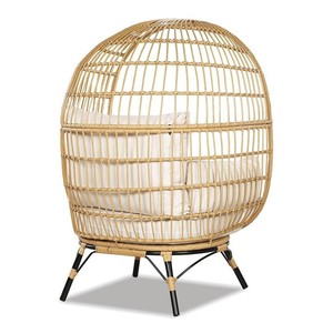 Sanstar Patio Chaise Egg en rotin, grande chaise longue intérieure et extérieure avec siège et coussin pour le patio, le jardin et le balcon. - Product Image 3