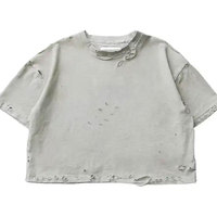 Logo personnalisé poids lourd Streetwear t-shirts Pour Hommes Vintage délavé hommes recadrée surdimensionné en détresse t-shirt