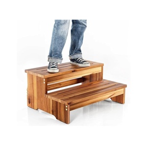 Tabouret d'appoint en bois massif rustique avec finition polie lisse, idéal pour les cuisines de style campagnard, les chambres à coucher, les placards et le rangement à domicile - Product Image 6