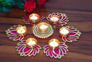 ชุดขวดโหลเทียนตกแต่งบ้านสไตล์อินเดียชุดที่ใส่เทียนทีไลท์ดอกไม้4ชิ้น - Product Image 3