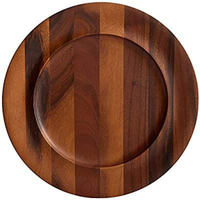 Assiette de service ronde en bois d'olivier naturel, faite à la main, sculptée à la main, pour la décoration de la maison et des mariages.
