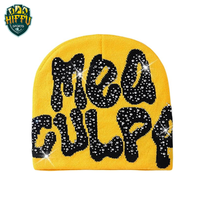 Tendance Vente en gros Personnalisé Adulte Designer Beanie Cap Unisexe Strass Graphique Bonnets tricotés avec logo personnalisé - Product Image 3