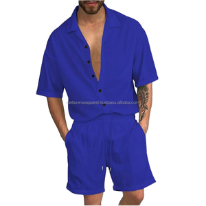 Ensemble d'été deux pièces pour homme, respirant et léger, style décontracté urbain, comprenant une chemise à manches courtes coordonnée - Product Image 2