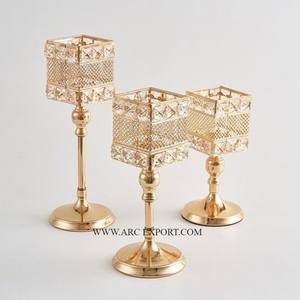 Bougeoirs de table de différentes tailles, métalliques et cristal, lot de 3 bougeoirs votifs de luxe pour la décoration de la maison - Product Image 5