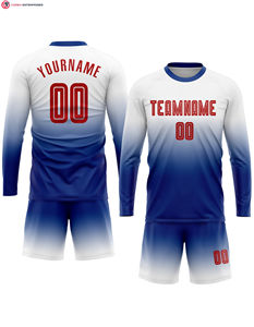 Maillot uniforme de football à manches longues à sublimation personnalisée ensemble de mode blanc et noir 100% polyester - Product Image 1