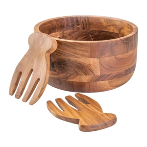 Juego de 3 cuencos de madera para uso doméstico y hotelero, forma redonda, cuenco para servir impreso esmaltado hecho a mano más vendido para vajilla - Product Image 2