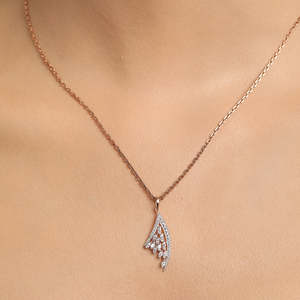 NOVAMART Fine 925 Sterling Silver <b>Lily</b> Pendant <b>Necklace</b> Rhodium Chain Geometric Plant Design Diamond Zircon Rose Gold Platinum T - Product Image 6