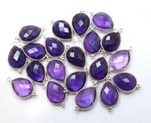 925 Sterling Silver Natural Purple <b>Amethyst</b> Faceted Pear Shape Pendant 13X16MM for Wedding Anniversary Party Jewelry Making - Product Image 2