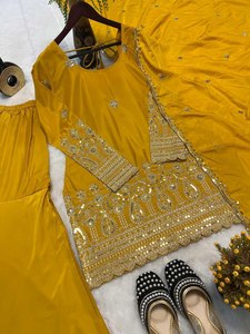 Sari Tradicional Indio de Modal para Mujer Musulmana con Patrón de Dori en la Espalda y Bordado Múltiple de Surat - Product Image 5